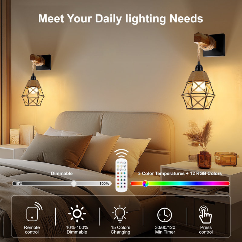 Wireless RGB Wall Sconce With Remote Control