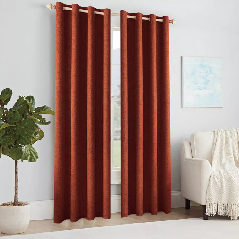100% Blackout Curtains,Linen Texture, Grommet Top, 2 Panels Set, 52" W x 90" L