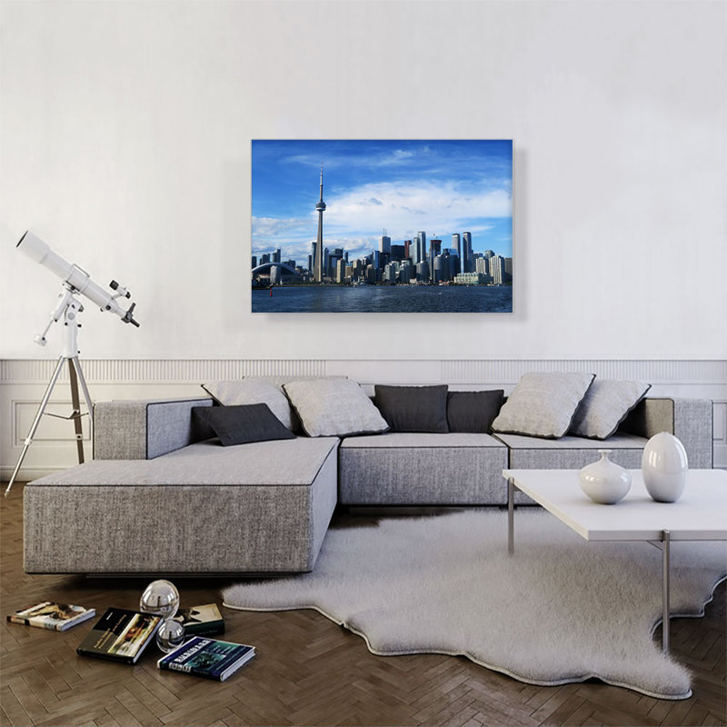 Toronto Canada Day Skyline - reproduction de photo sur toile tendue, H 26 po x l 40 po x 1,5 po
