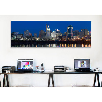 " Cincinnati Skyline And John A. Roebling Suspension Bridge At Twilight From Across The Ohio RiverHamilton County, Ohio, USA " by Panoramic Images