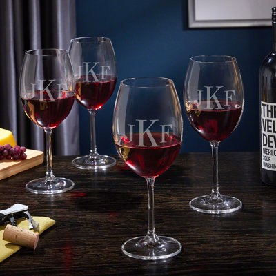 Gremillion Classic Monogrammed 12 oz. Red Wine Glass, Set of 4