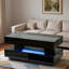 39.3" Lift Top Coffee Table with LED Lights, Hidden Compartment & 2 Drawers - Modern Multifunctional-695377237