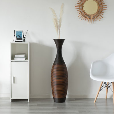 Vase de table en bois noir / brun 41 po