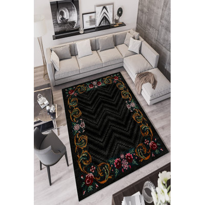 Eco-Friendly Black Carpet (23.6 x 39.4 inches), 100% Polyester, 650 g/m² | Antibacterial, Non-Slip PVC Dot Underside, 0.2 in Pile Height | Machine Washable, Perfect for Home & Office Use, Durable & Stylish Design
