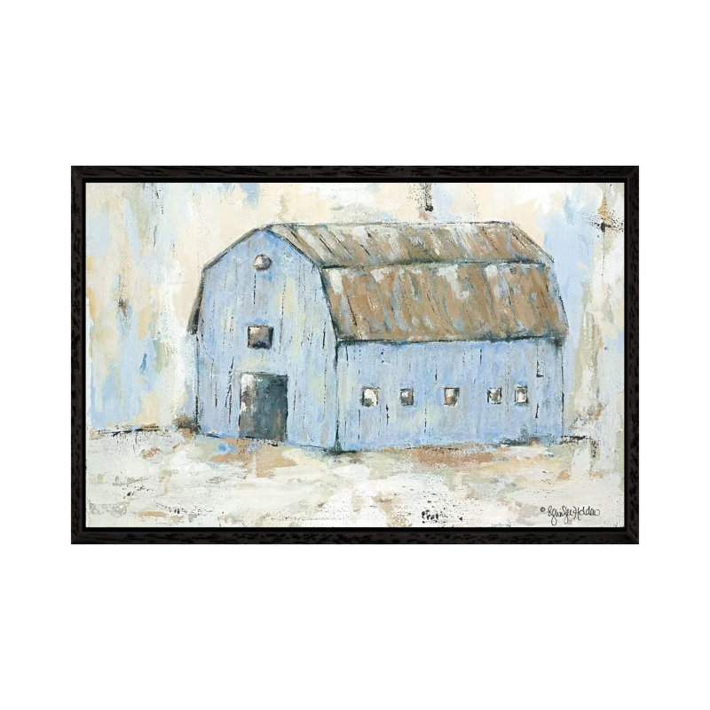 Blue Barnyard 1 Piece Painting on Canvas, 101.6 cm H x 66.04 cm W, Black Framed