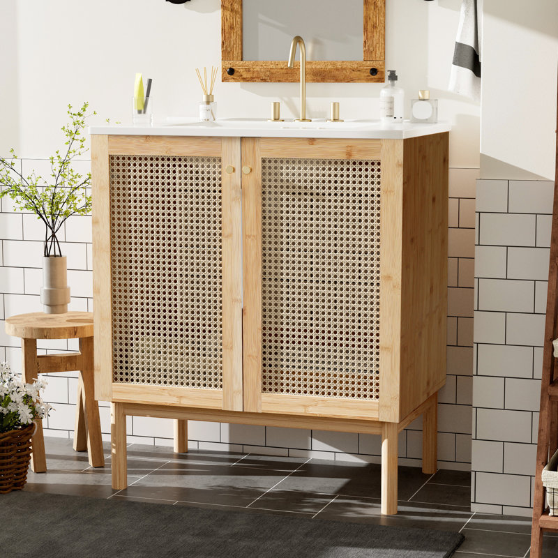 Meuble-lavabo de 30 po - Naturel, élégant, organisez vos essentiels avec mécanisme de fermeture en douceur, finition améliorée