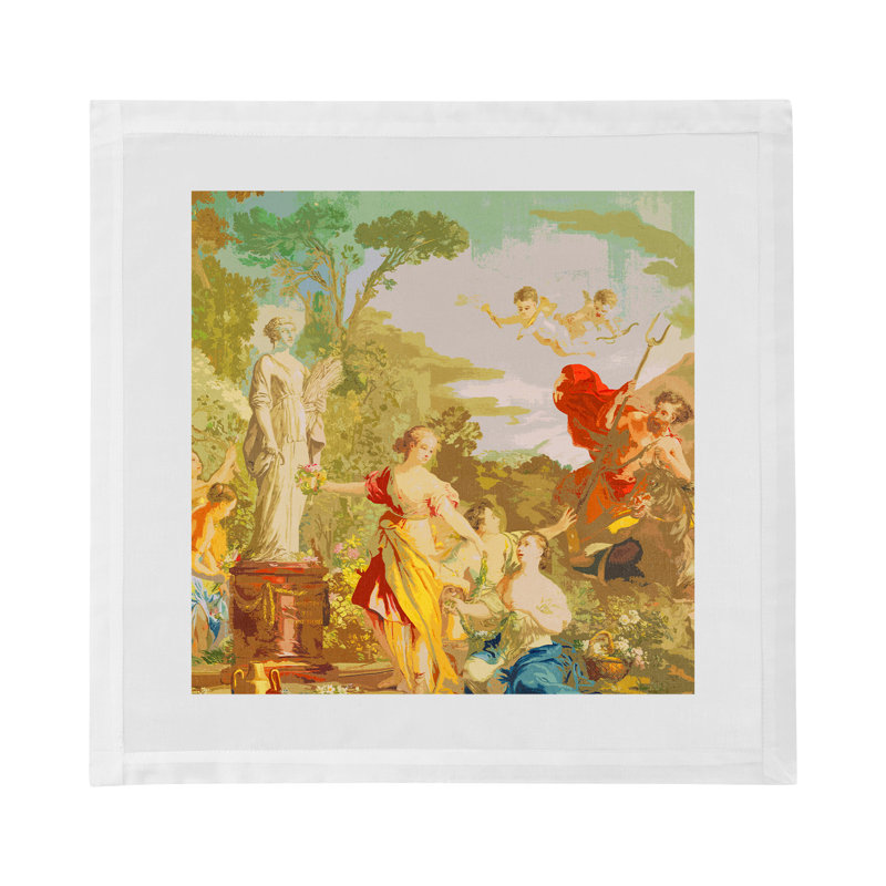 Cyprus Picnic Cotton Sateen Dinner Napkins, Vintage