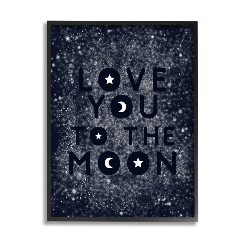 Love You To Moon, H 14 po x l 11 po x P 1,5 po, Cadre noir