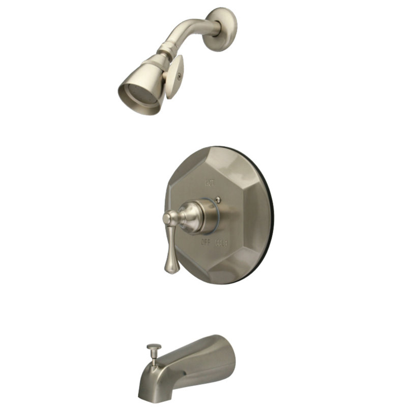 Kingston Brass English Vintage Single-Handle Pressure Balanced Tub and Shower Faucet, Brushed Nickel