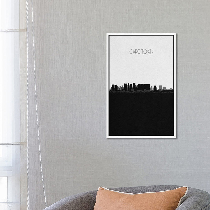 Cape Town, South Africa City Skyline by Ayse Deniz Akerman - Print on Canvas, 66.04 cm H x 45.72 cm W, White Floater Frame