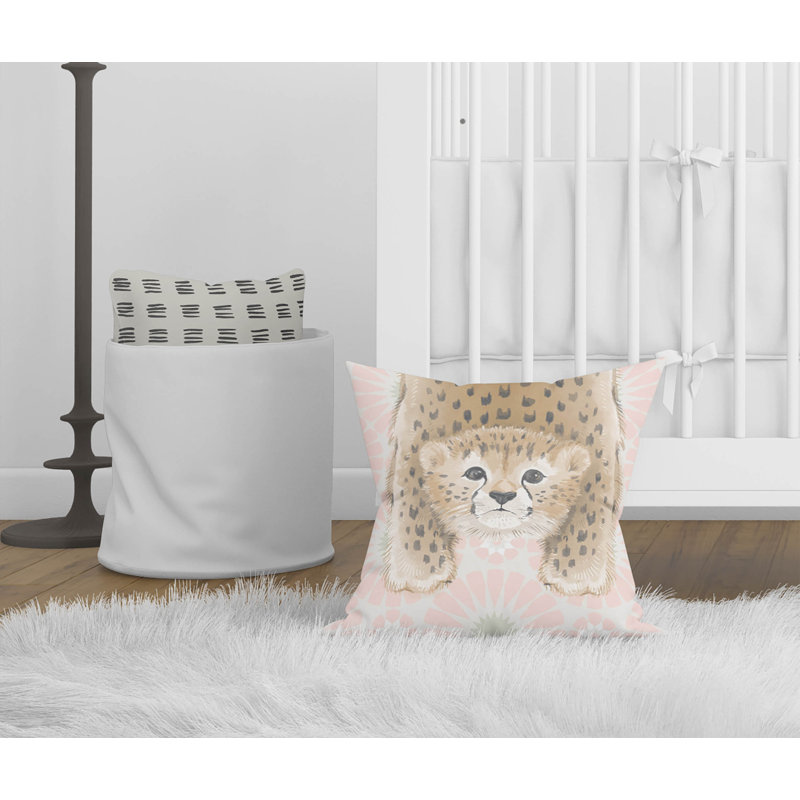 Lil Lying Leopard Tile Ivory Pillow, 26" H x 26" W