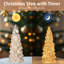 3 arbres de Noël en verre de table éclairés dorés