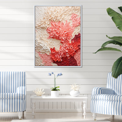 Collage beige et rose corail - grand art mural corail