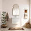  Meuble-lavabo flottant blanc minimaliste 30 po avec lavabo en résine intégré et tiroirs en U-221576869