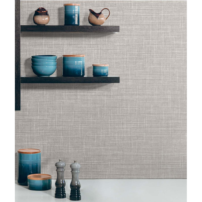 Arienna Dupont Arienna Grasmere Weave 27' L x 27" W 3D Embossed Wallpaper Roll, Winter Grey
