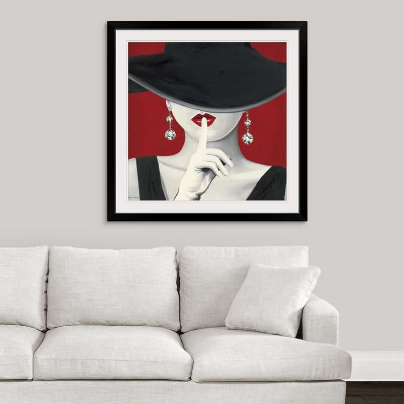 « Haute Chapeau Rouge I » par Marco Fabiano, impression de peinture, H 24 po x l 24 po, Impression encadrée, Noir