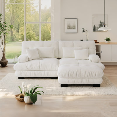 Canapé modulaire de 94,5 po avec 4 coussins décoratifs et repose-pieds, canapé en chenille moderne profond et confortable pour le salon, pour le salon