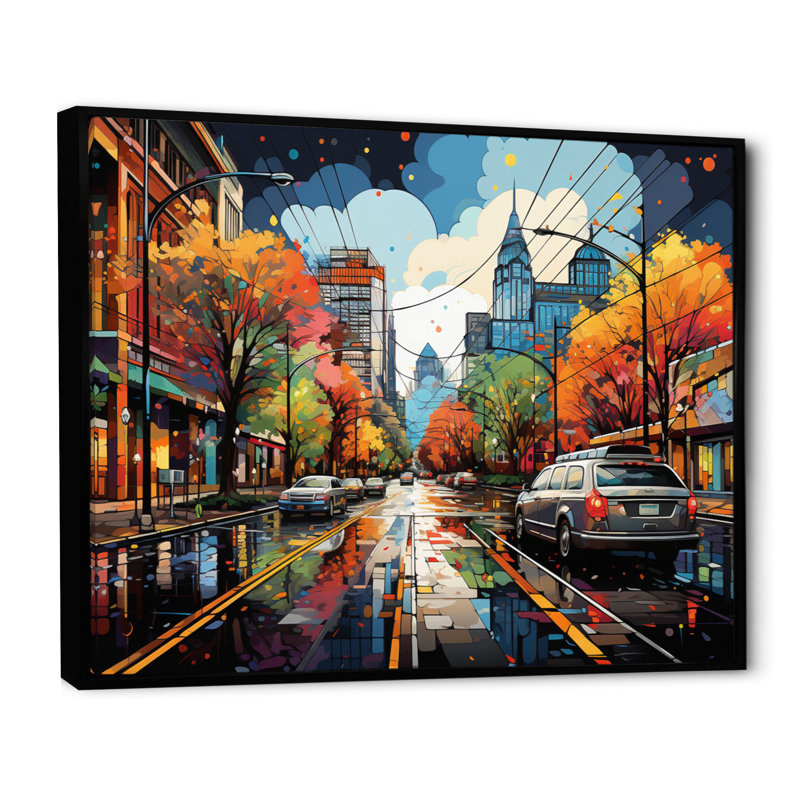 Manrico City Nashville Popart II - impression, H 12 po x l 20 po x P 1 po, Cadre flottant noir