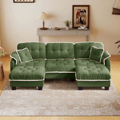 Canapé modulaire en L avec repose-pieds et repose-pieds Chenille