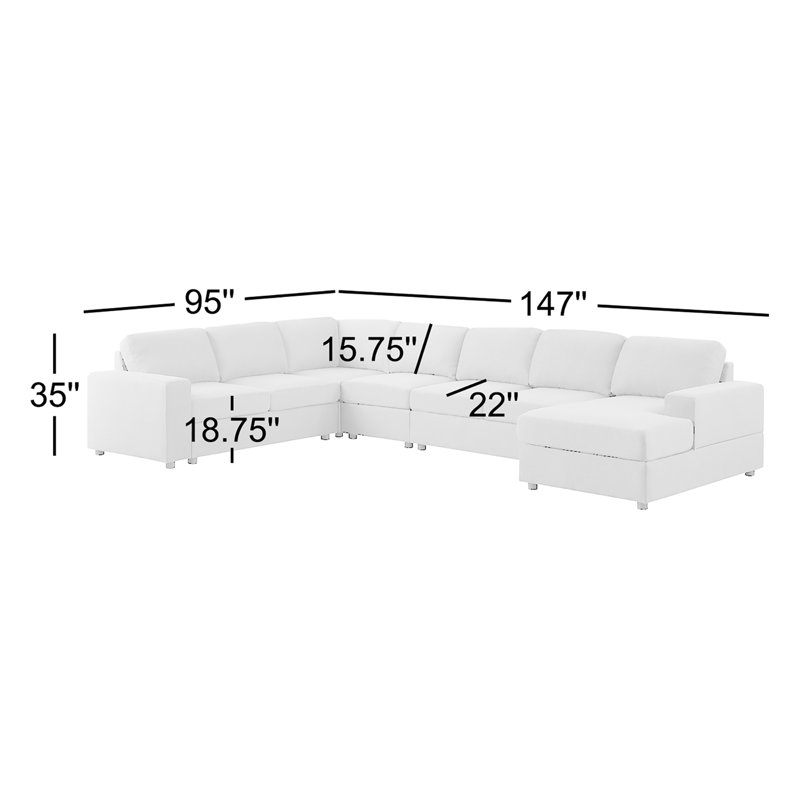 Canapé modulaire réversible en coin de 147 po Aveya, Mélange de lin gris foncé