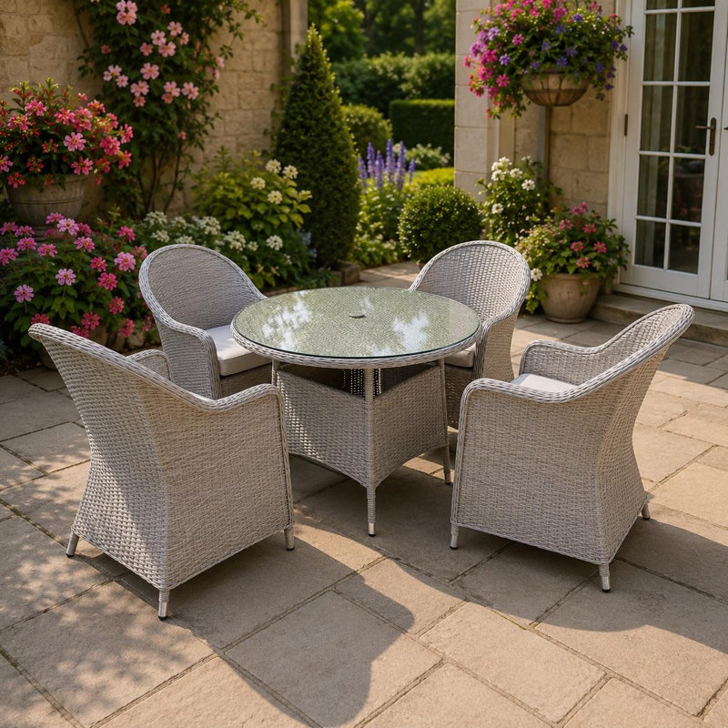 Shatchi Patio Dining Set with, 73cm H x 110cm W x 110cm D, 4