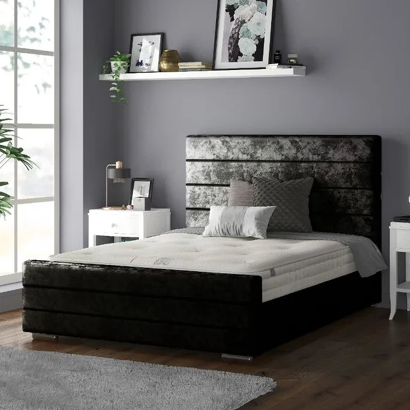 Desmarie Upholstered Bed, Double (4'6), Black