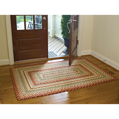 Tapis en coton tressé bourgogne/blanc fait main