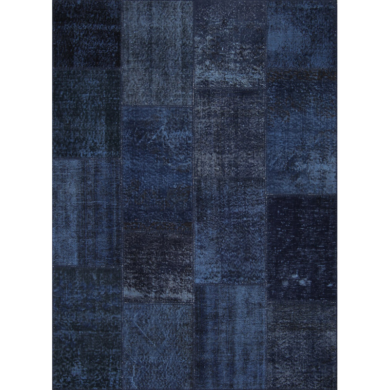 Monstair Hand Knotted Wool and Cotton Patchwork Indoor Rug, Rectangle 5'3" x 7'3"