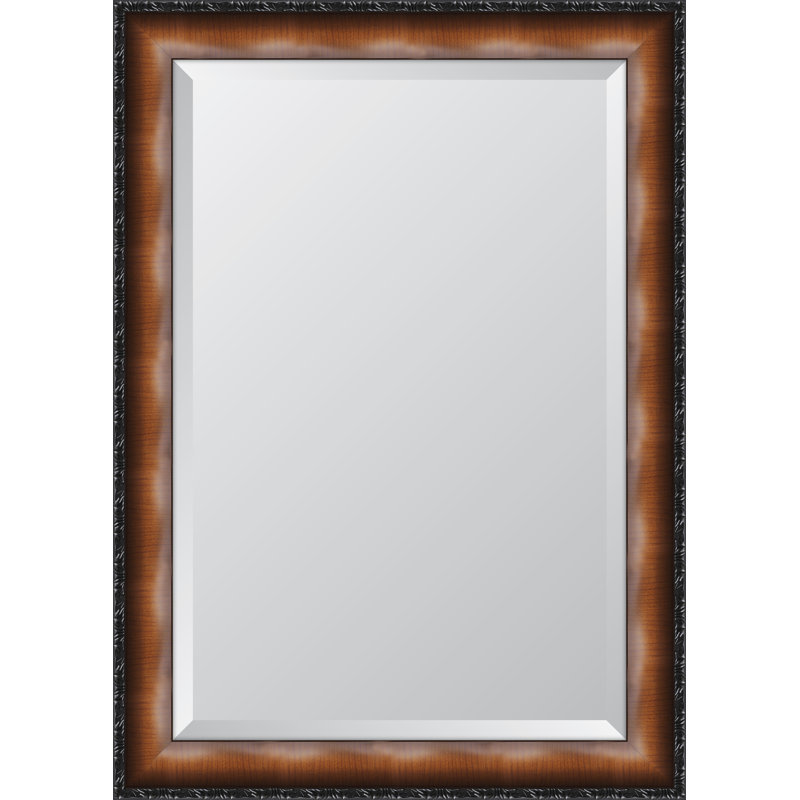 Miroir mural en résine de noyer faux et noir compo edge, H 46 po x l 36 po