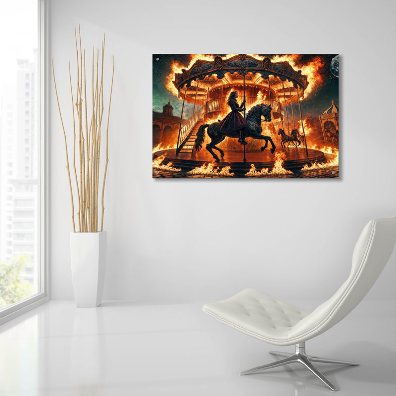 «Midnight Ride» par Rey Klimt, art mural en verre acrylique, H 24 po x l 36 po x P 0,2 po