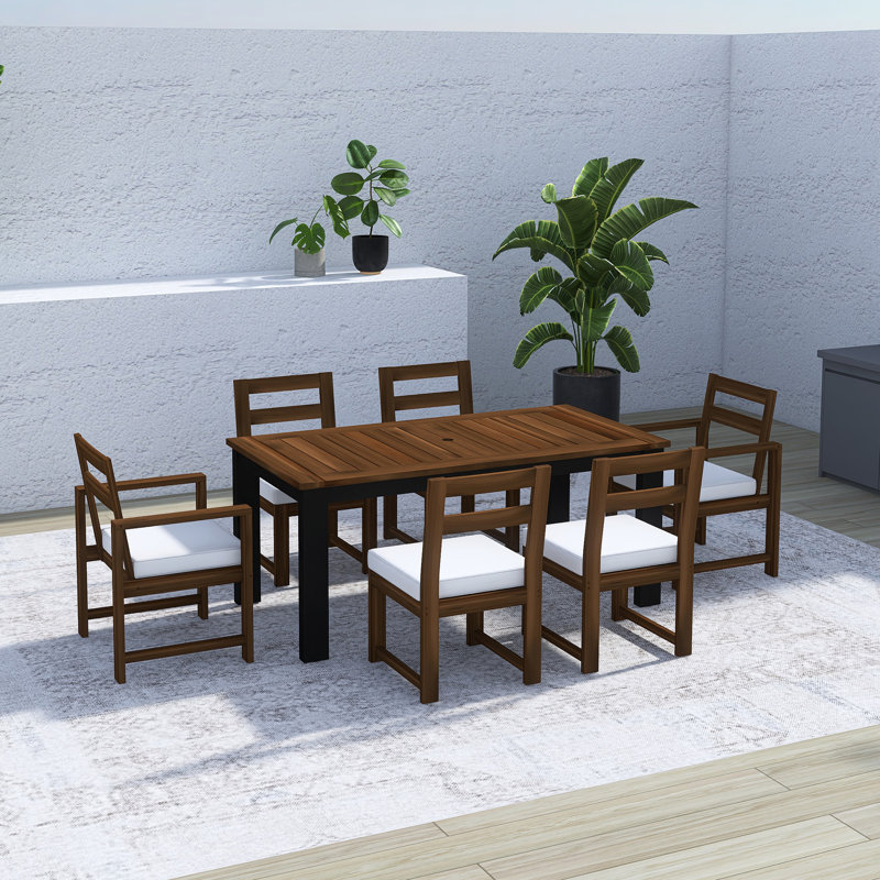 Ensemble 7 pièces de table et chaises de patio, Moka