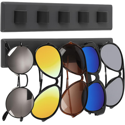 2 Pack Wooden Sunglasses Organizer Wall Mounted - Rustic Sunglass Holder for RV, Garage Door, Office & Home Decor - Glasses Storage Display Rack Gift