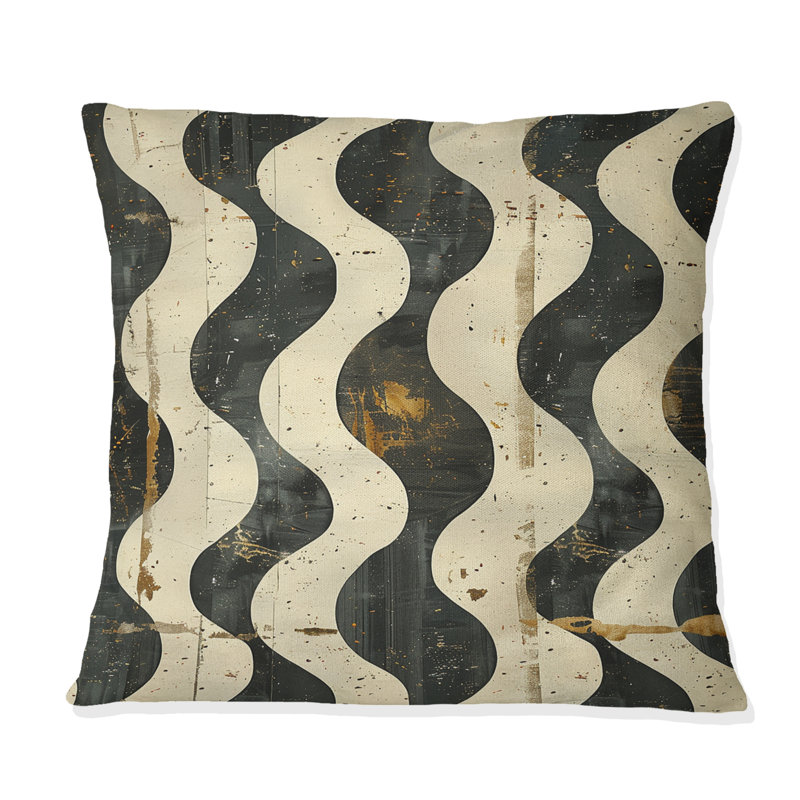 Coussin décoratif beige Mid-Century Waves - Mid-Century, H 16 po x l 16 po