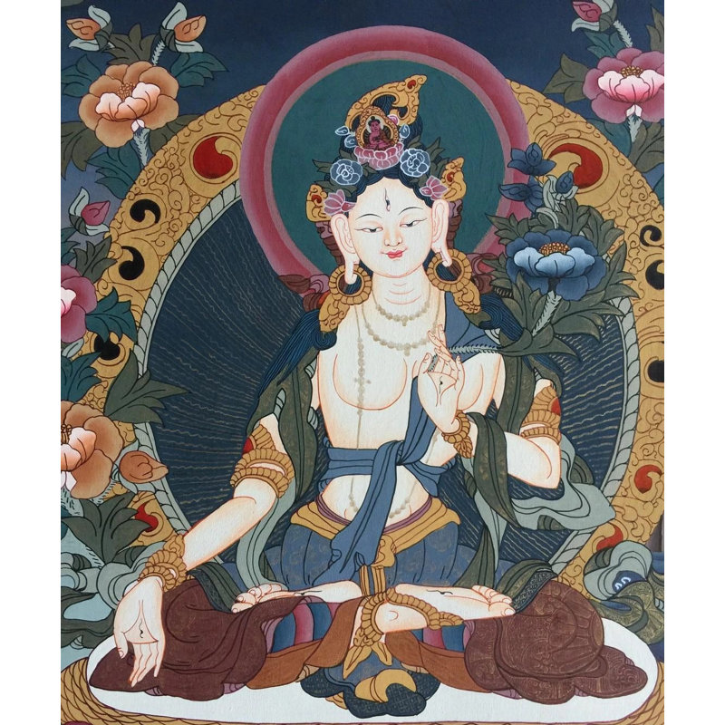 Bénédiction blanche Tara Thangka (Brocadeless Thangka)