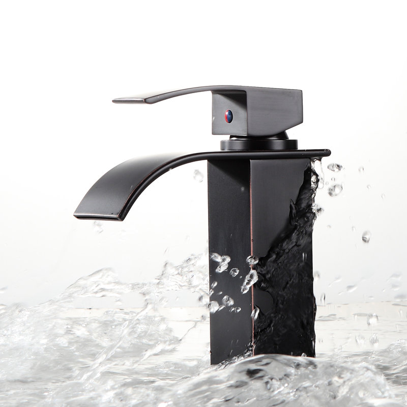 Robinet de salle de bain - Lavabo monotrou avec poignée, à la corrosion, évier contemporain à finition bronze, 1 robinet en céramique, ternissement,