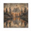 «Mountains Woodland Reflection In Canada I», impression de paysage de montagnes - sur bois de pin naturel-1175898917