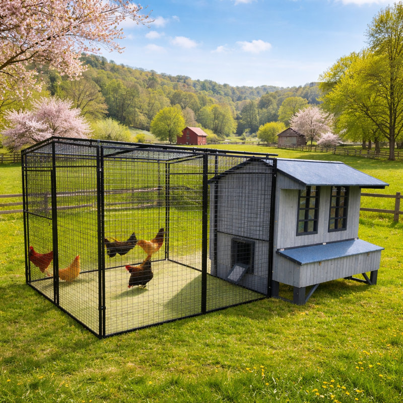 Poulailler robuste de style Amish Ranch gris / noir 4 pi x 6 pi