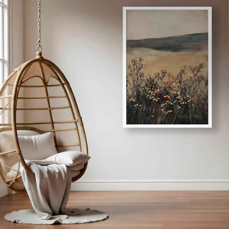 «Landscape Flower», art mural texturé encadré, Blanc, H 48 po x l 36 po