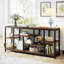 Console industrielle extra longue de 180 cm (70,9 po), table d'appoint à 3 niveaux avec étagères de rangement, idéale pour une entrée ou un salon, couleur brun rustique.