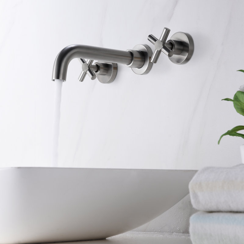 Robinet de salle de bain mural Cross, Nickel