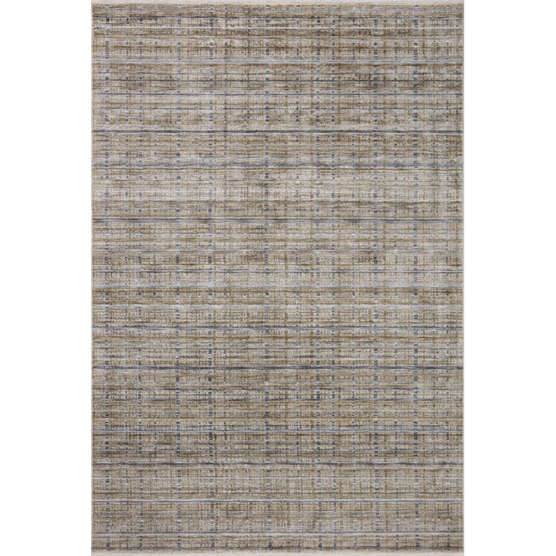 Tapis beige / gris en polyester tissé à la machine Jadon, Rectangle 3 pi 6 po x 5 pi 6 po