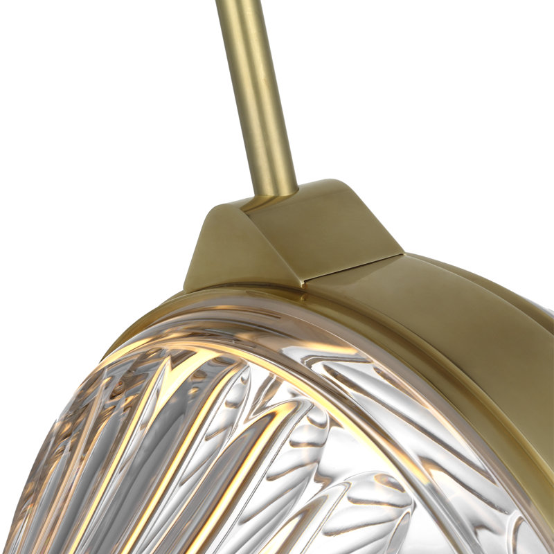 Waterford Copper Coast 15" Pendant with Olive Cut Clear Crystal, Natural Brass