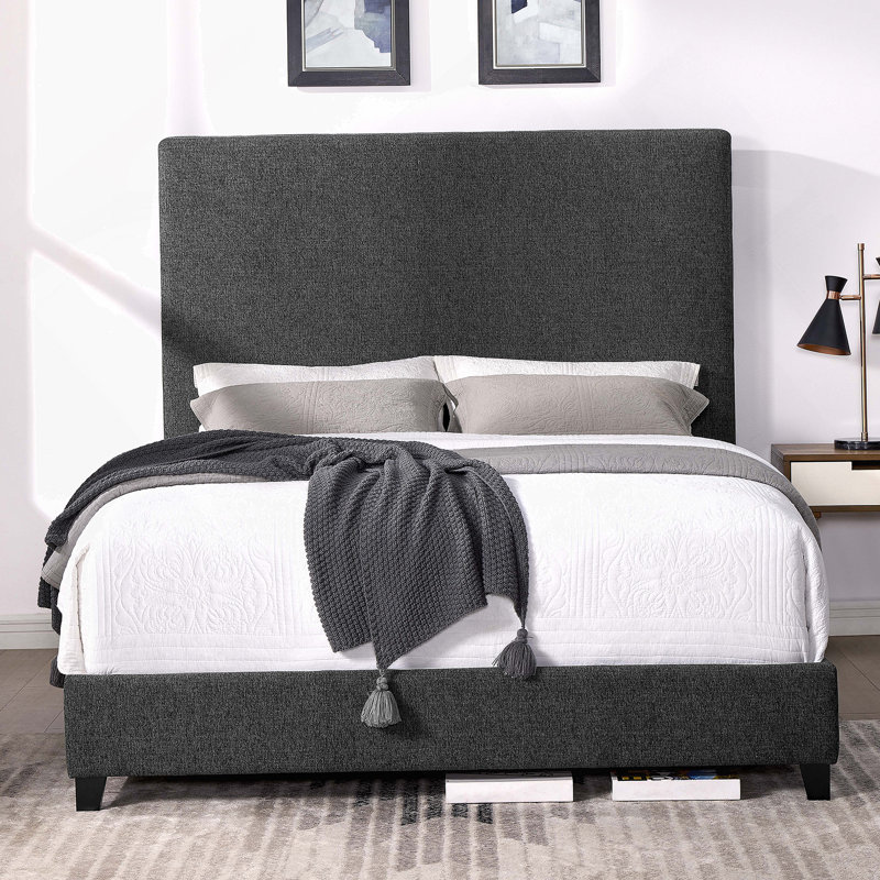 Lit plateforme tapissier, Blanc, Grand lit