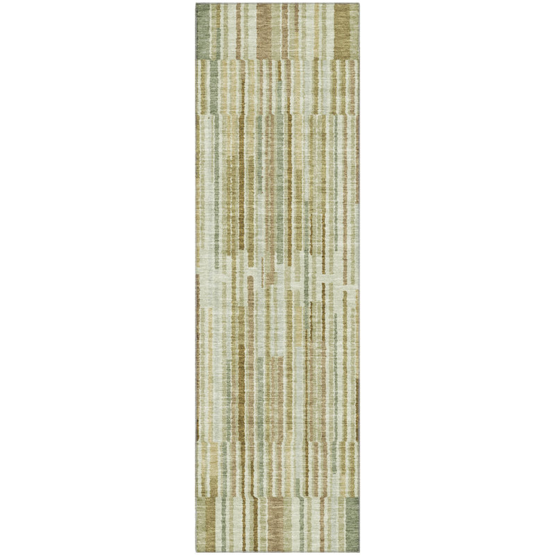 Premium Machine Washable Mayfield AMF2102 Striped Rug, 9' x 12', Khaki