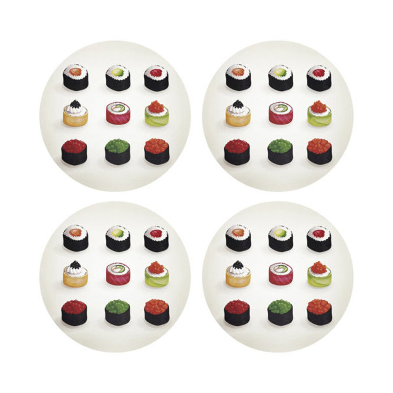 Sushi Zen Vegan Leather Round Coasters