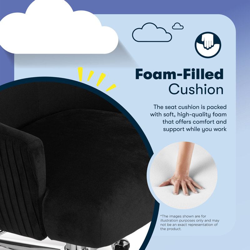 Black Velvet Mid-Back Swivel Task Chair with Metal Base