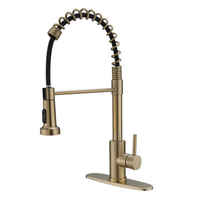 Single-Handle Pull-Down Sprayer High Arc Kitchen Faucet With Deck Plate