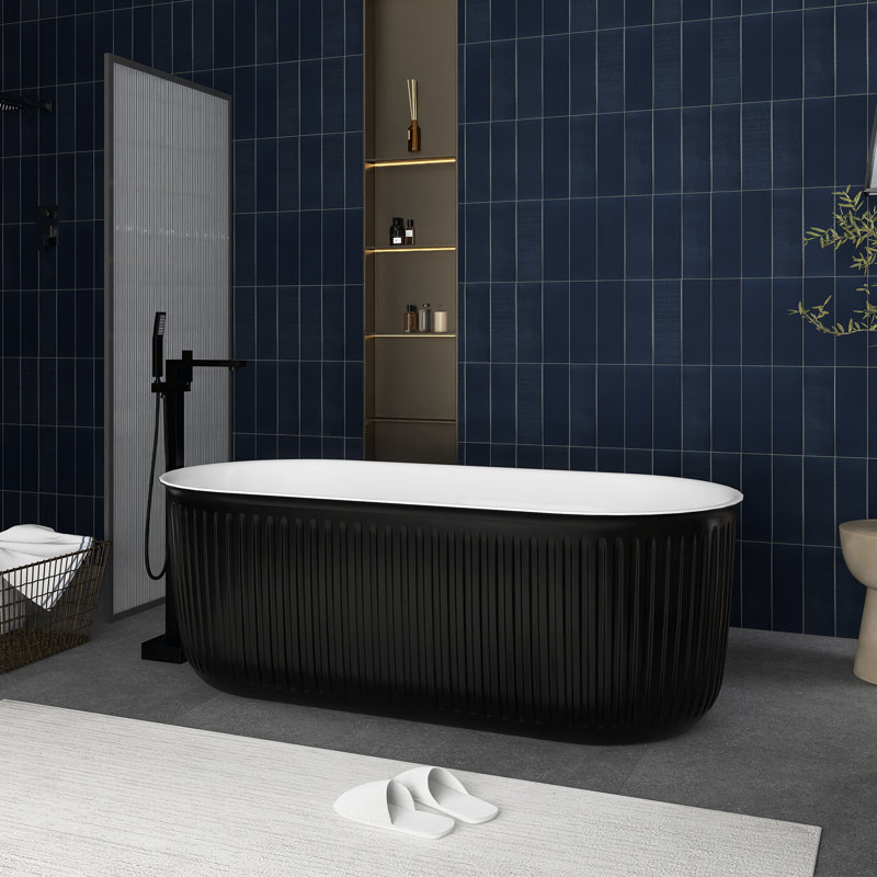 x Freestanding Soaking Plastic / Acrylic Bathtub, Black