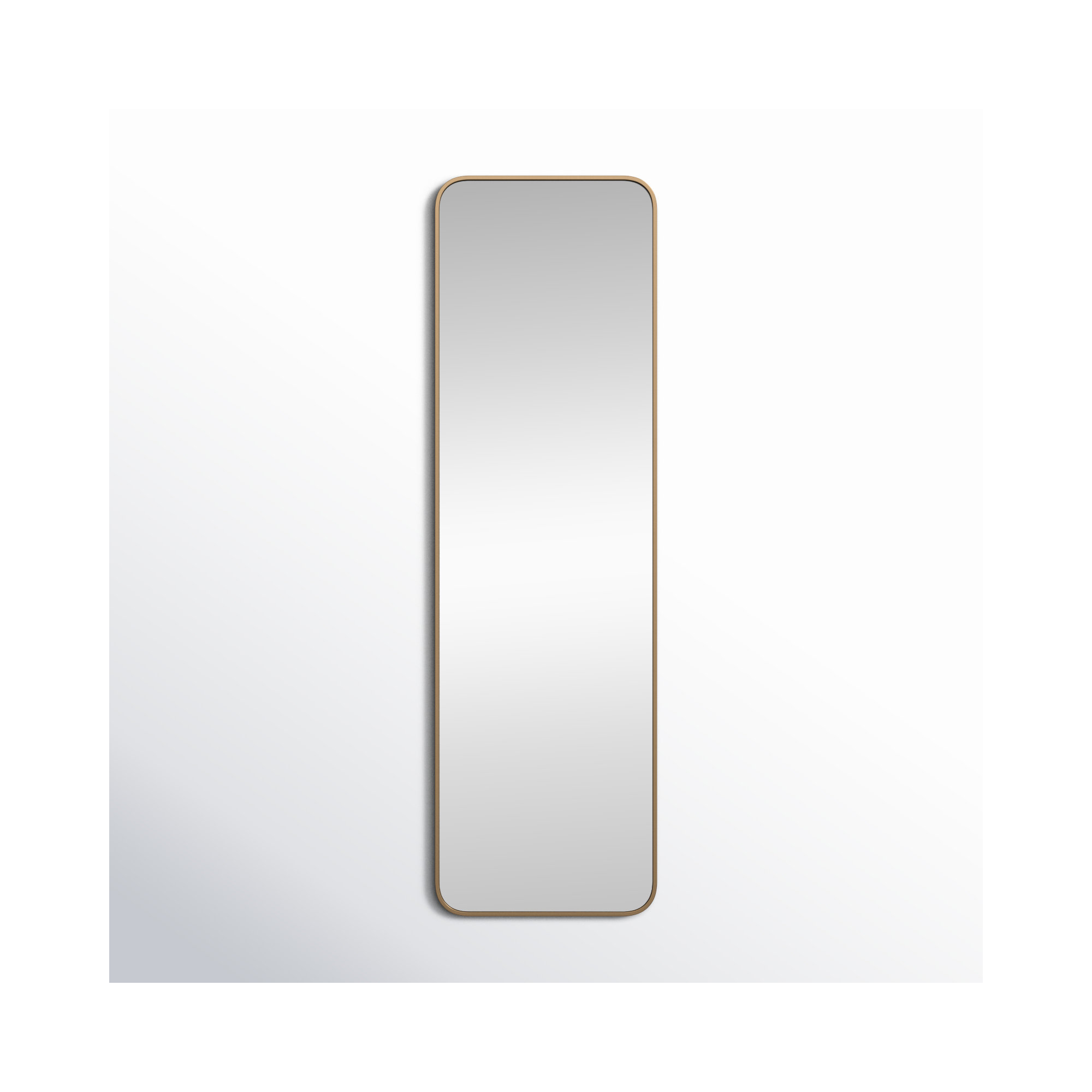 Sabine Metal Rounded Rectangle Wall Mirror, Brass, 60" x 18"