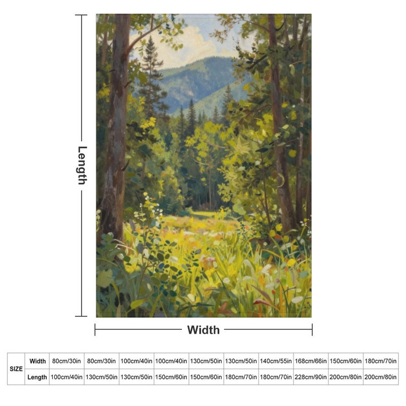 Jeté en flanelle Sunlit Forest Meadow, 50 x 60 po
